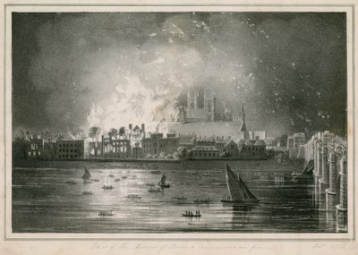 De vernietiging door brand van de Huizen van het Parlement op 16 oktober 1834 door English School