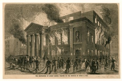 De vernietiging van het Covent Garden Theatre, Londen, op de ochtend van 5 maart 1856 door English School