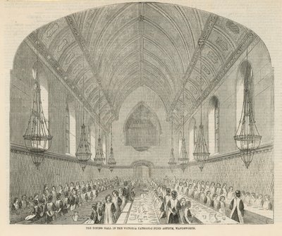De eetzaal in het Victoria Patriottisch Fonds Asiel door English School