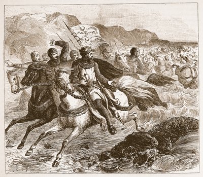 De ramp voor het leger van John bij de Wash, illustratie uit Cassells Illustrated History of England door English School