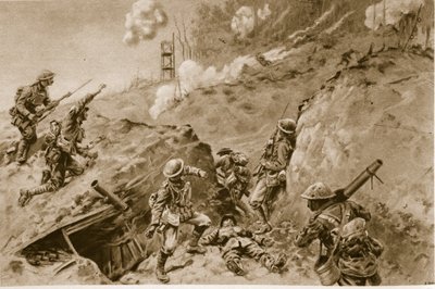 De verschrikkelijke holtes die naar Oppy Wood leidden, Britse bommenwerpers die langs de Duitse loopgraven werkten, 1914-19 door English School