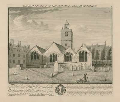 Het oostelijke uitzicht op de kerk van St Leonard Shoreditch door English School