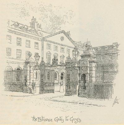 De toegangspoorten tot Guys Hospital, Londen door English School