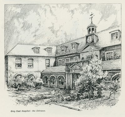 De ingang van Grey Coat Hospital door English School