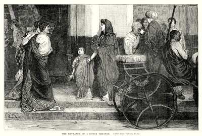 De ingang van een Romeins theater (gravure) door English School