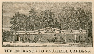 De ingang van Vauxhall-tuinen, Londen door English School
