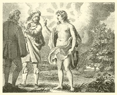 De afgunstige man en de hebzuchtige (gravure) door English School