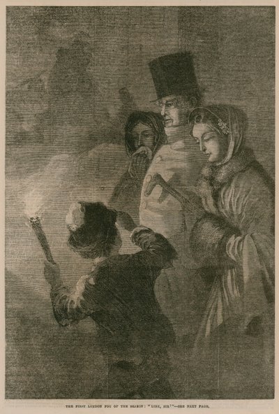 De eerste Londense mist van het seizoen door English School