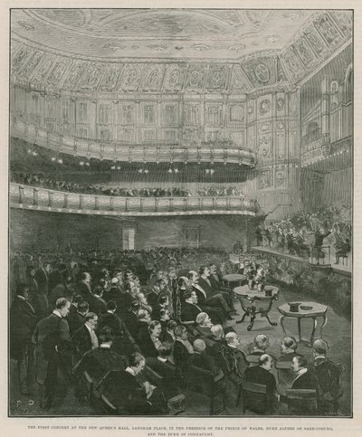 Het eerste concert in de nieuwe Queens Hall, Langham Place door English School