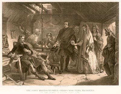 De eerste ontmoeting van Prins Charles met Flora Macdonald door English School