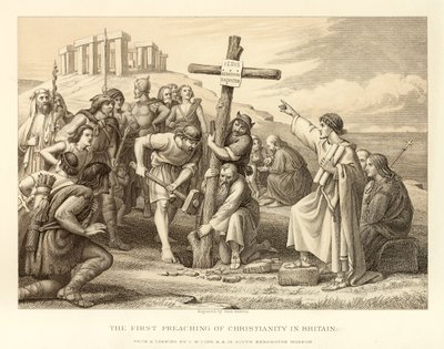 De eerste prediking van het christendom in Groot-Brittannië door English School