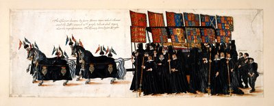 De begrafenisstoet van Koningin Elizabeth I naar Westminster Abbey, 28 april 1603 door English School