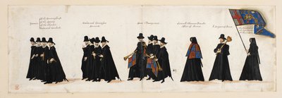 De begrafenisstoet van koningin Elizabeth I naar Westminster Abbey, 28 april 1603 door English School