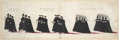 De begrafenisstoet van koningin Elizabeth I naar Westminster Abbey, 28 april 1603 door English School