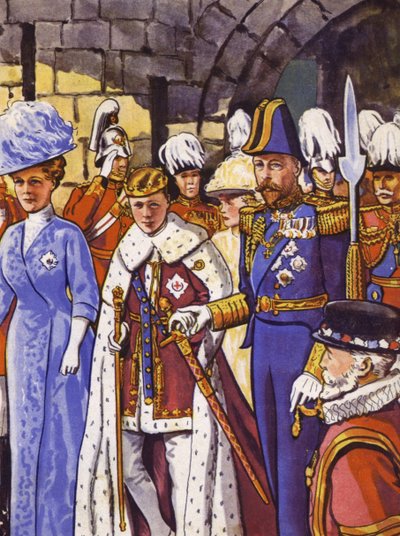 De toekomstige Koning Edward VIII geïnvesteerd als Prins van Wales door English School