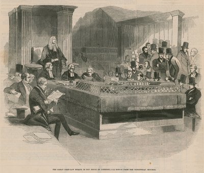 Het grote Corn Law debat in het Lagerhuis door English School