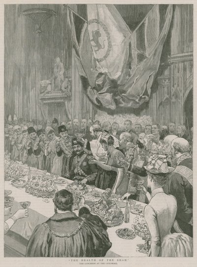 De gezondheid van de Shah; De lunch in de Guildhall, Londen door English School