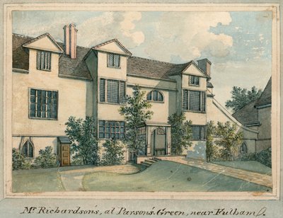 Het huis van Samuel Richardson in Parsons Green, nabij Fulham, Londen door English School