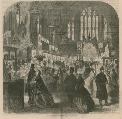De industriële tentoonstelling in Guildhall, Londen door English School