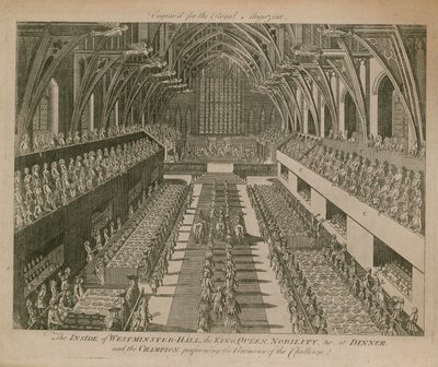 De binnenkant van Westminster Hall door English School