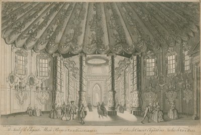 De binnenkant van de elegante Muziekkamer (Rotunda) in Vauxhall-tuinen, Londen door English School