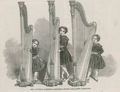 De jeugdige harpisten - Adolphus, Ernest en Fanny Lockwood door English School