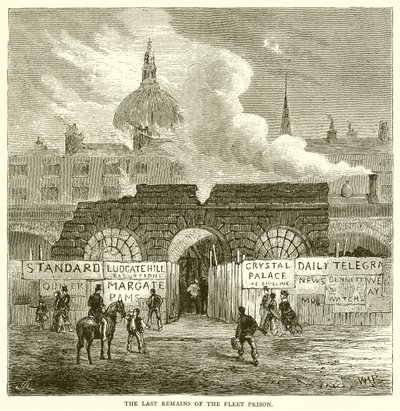 De laatste resten van de Fleet Prison door English School
