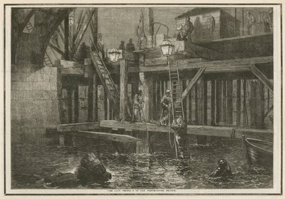 De laatste overblijfselen van de oude Westminster Bridge door English School