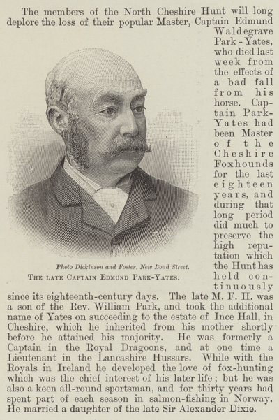 De overleden kapitein Edmund Park-Yates (gravure) door English School