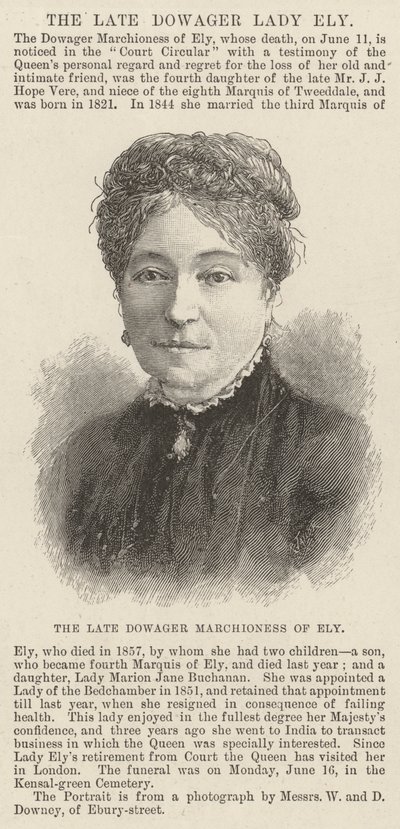 De overleden douairière markiezin van Ely door English School