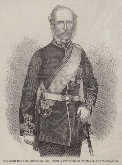 De overleden Hertog van Richmond, KG (gravure) door English School