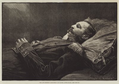 De overleden keizer Alexander II van Rusland na de dood door English School