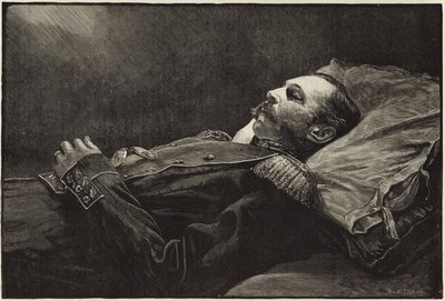 De overleden Keizer Alexander II van Rusland na de dood door English School