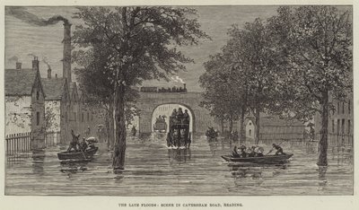 De recente overstromingen, scène in Caversham Road, Reading door English School