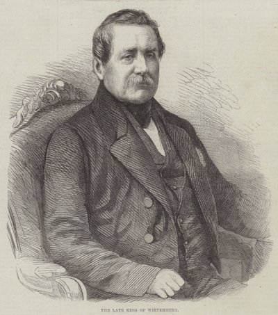 De overleden koning van Württemberg (gravure) door English School