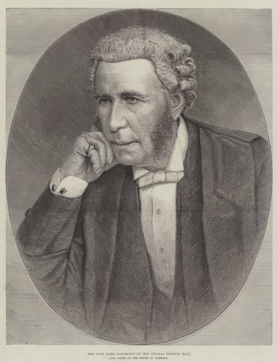 De wijlen Lord Farnborough (Sir Thomas Erskine May), voormalig griffier van het Lagerhuis door English School