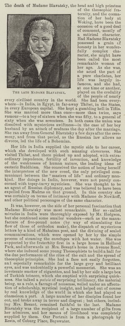 De overleden Madame Blavatsky door English School