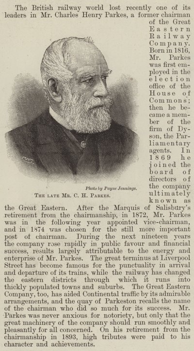 De overleden Mr C H Parkes door English School