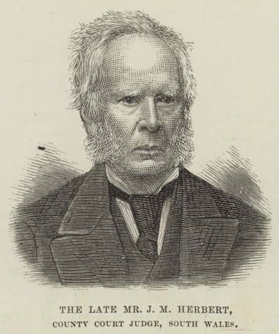 De overleden Mr J M Herbert, Rechter van de County Court, Zuid-Wales door English School