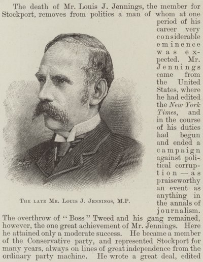 De overleden Mr. Louis J Jennings, MP door English School