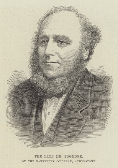 De overleden Mr Pogmore, van de Baxterley Colliery, Atherstone door English School