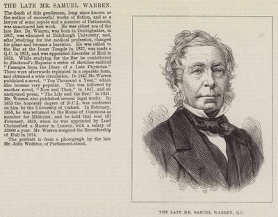 De overleden Mr Samuel Warren, QC door English School