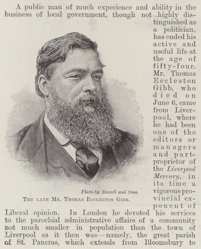De wijlen Mr Thomas Eccleston Gibb (gravure) door English School