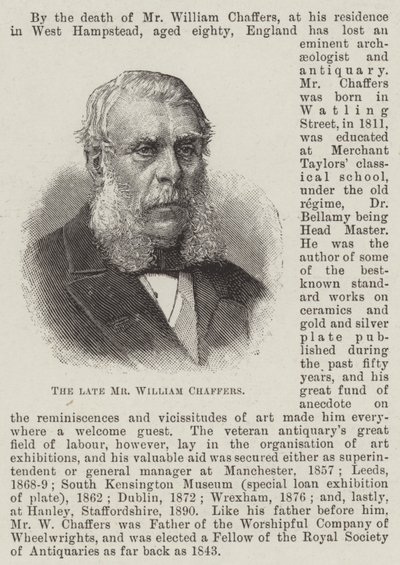 De overleden Mr William Chaffers (gravure) door English School