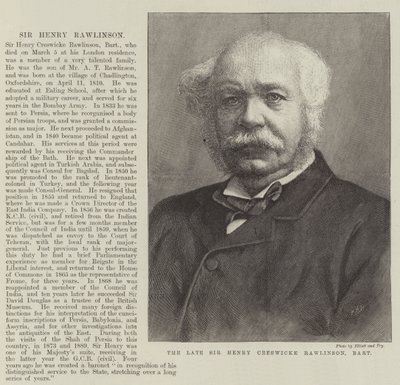 De overleden Sir Henry Creswicke Rawlinson, baronet door English School