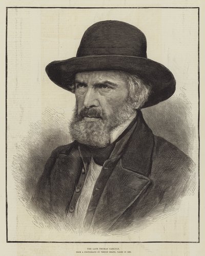 De overleden Thomas Carlyle (gravure) door English School