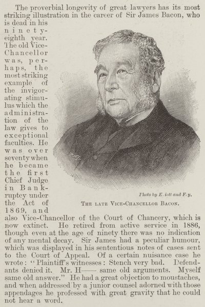 De overleden Vice-Kanselier Bacon (gravure) door English School