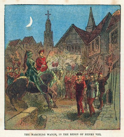 De marcherende wacht tijdens het bewind van koning Hendrik VIII door English School
