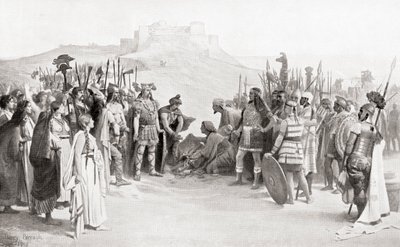 De ontmoeting van Hannibal met de Ceutrones, een Keltische stam van het oude Gallië, tijdens zijn oversteek van de Alpen in 218 v.Chr., uit Hutchinson
