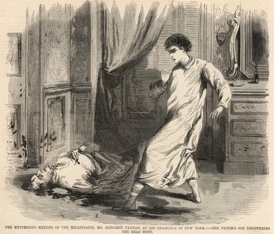 De mysterieuze moord op miljonair Benjamin Nathan (gravure) door English School